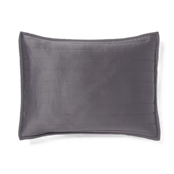 Room Essentials Dark Gray Satin Standard Size Quilted Pillow Sham 20" x 26" - Picture 1 of 6